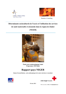 ETUDE SOCIO-ANTHROPOLOGIQUE/SR/CRF/Niger