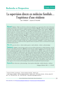 La supervision directe en médecine familiale…
