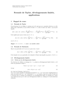 Formule de Taylor, développements limités, applications
