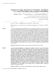 Variations du régime alimentaire de Chrysichthys nigrodigitatus et C