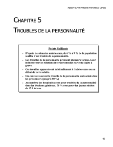 CHAPITRE 5 TROUBLES DE LA PERSONNALITÉ