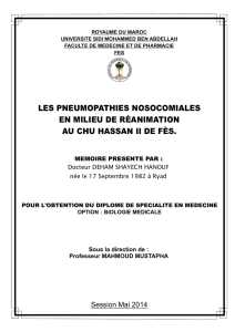 Pneumopathies nosocomiales - Faculté de Médecine et de