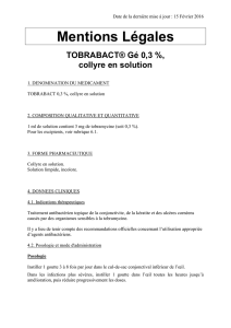 Mentions Légales TOBRABACT® Gé 0,3 %, collyre en