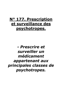 N° 177. Prescription et surveillance des psychotropes.