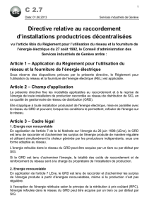Directive relative au raccordement d`installations productrices