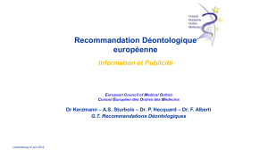 Recommandation Déontologique européenne Information et Publicité