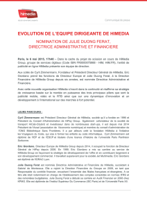 EVOLUTION DE L`EQUIPE DIRIGEANTE DE HIMEDIA
