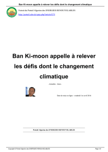 Ban Ki-moon appelle à relever les défis dont le changement