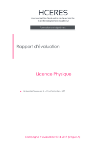 Evaluation de la licence Physique de l`Université Toulouse