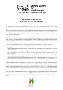 Paris City Hall Declaration A decisive contribution to - UN