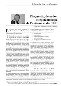 Diagnostic, détection et épidémiologie de l`autisme et des TED
