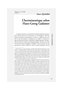 L`herméneutique selon Hans-Georg Gadamer