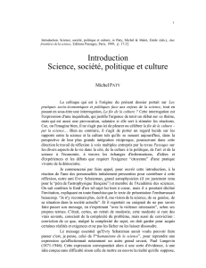Introduction Science, société, politique et culture