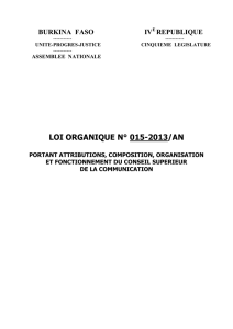 loi n° 015 portant attribution composition organisation et