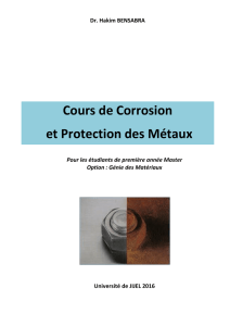 Cours de Corrosion et Protection des Métaux
