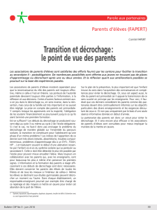 Transition et décrochage : le point de vue des parents