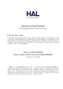 Questions d`épistémologie - Hal-SHS