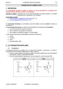 1. definition: 2. le transistor bipolaire npn pnp