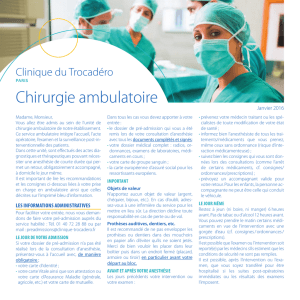 Chirurgie ambulatoire - Clinique du Trocadéro