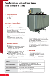 Transformateurs à diélectrique liquide selon norme NF C 52-112