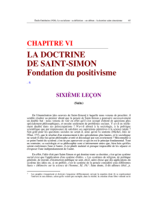 LA DOCTRINE DE SAINT-SIMON Fondation du positivisme