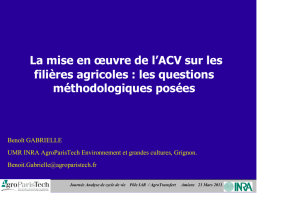 La mise en œuvre de l`ACV sur les filières agricoles : les questions