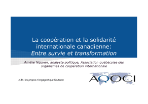 La coopération et la solidarité internationale canadienne: Entre
