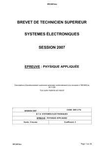 brevet de technicien superieur systemes électroniques session 2007