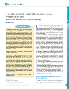 Tests pronostiques et prédictifs en cancérologie bronchopulmonaire