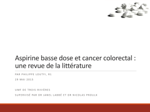 Aspirine basse dose et cancer colorectal : une revue de la littérature