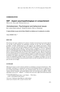 SDF : Aspect psychopathologique et comportement Homelessness
