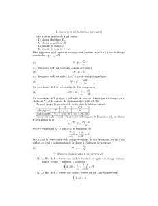 1. Equations de Maxwell (locales) 2. Formulation globale ou intégrale