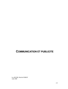 COMMUNICATION ET PUBLICITE