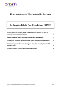 Réaction Fébrile Non Hémolytique (RFNH)