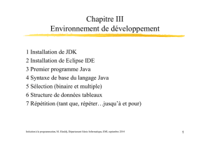 Chapitre 3 : Environnement de développement JDK Eclipse IDE