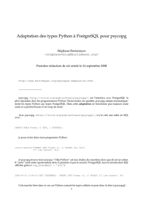 Adaptation des types Python `a PostgreSQL pour psycopg