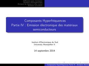 Composants Hyperfréquences Partie IV : Emission électronique des