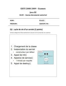 EISTI 2008-2009 – Examen Java EE Q1 : cycle de vie d`un servlet (2