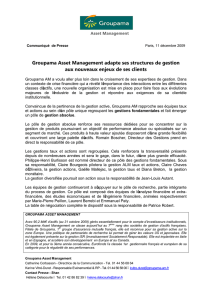 Groupama Asset Management adapte ses structures de gestion aux