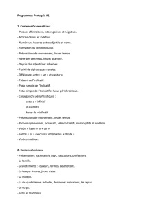 Programme : Portugais A1 1. Contenus Grammaticaux