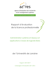 Evaluation de la licence professionnelle Administration système et