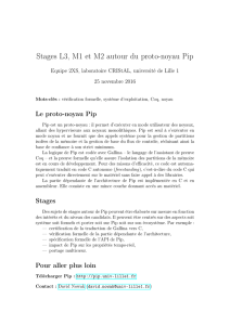 Stages L3, M1 et M2 autour du proto-noyau Pip