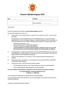 Examen Ophtalmologique 2016