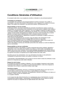 Conditions Générales d`Utilisation - ECHOSCIENCES