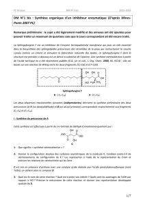 DM N°1 bis : Synthèse organique d`un inhibiteur enzymatique (D