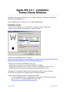 Applis WO 4.5.1 - Installation Postes Clients Windows