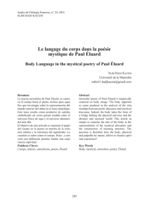 Le langage du corps dans la poésie mystique de Paul Éluard