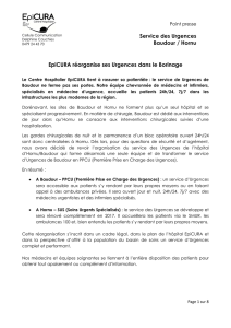 Service des Urgences Baudour / Hornu EpiCURA réorganise ses