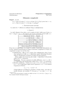 Mémento complexité - Institut de Mathématiques de Bordeaux