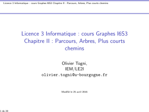 Licence 3 Informatique : cours Graphes I6S3 Chapitre II : Parcours